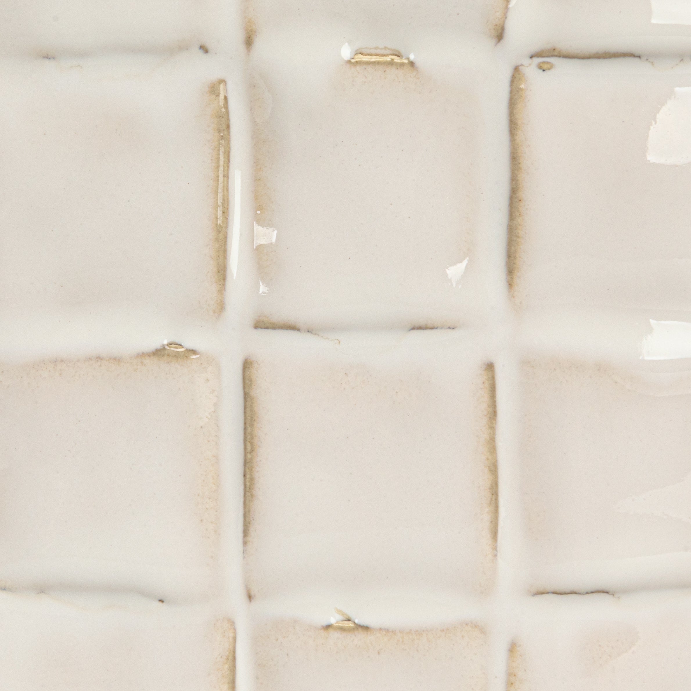 White Stoneware Planter with Debossed Woven Grid Pattern